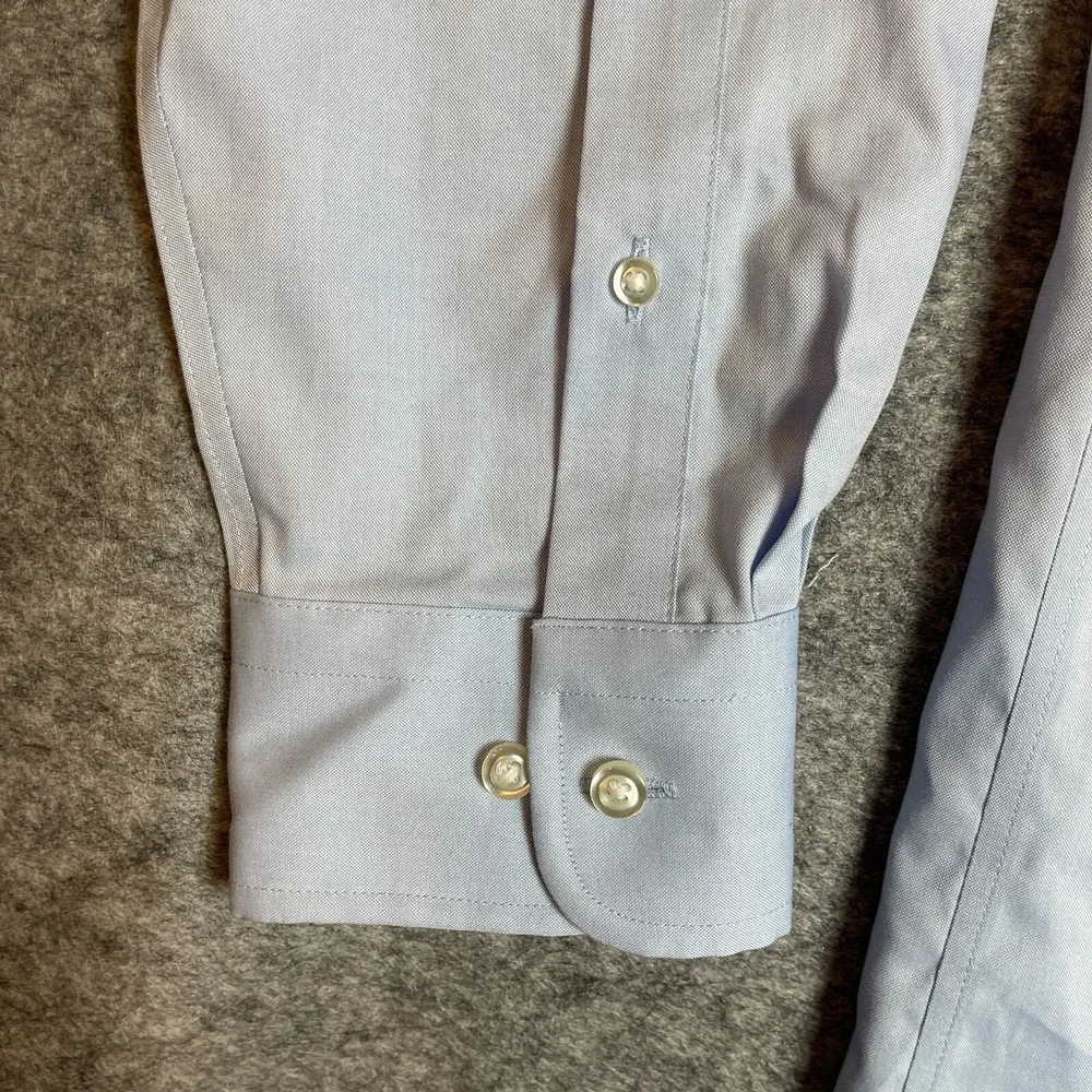 Lands' End Dress Shirt Men 16.5 Blue 100% Cotton Tailored Fit Collar Button Down